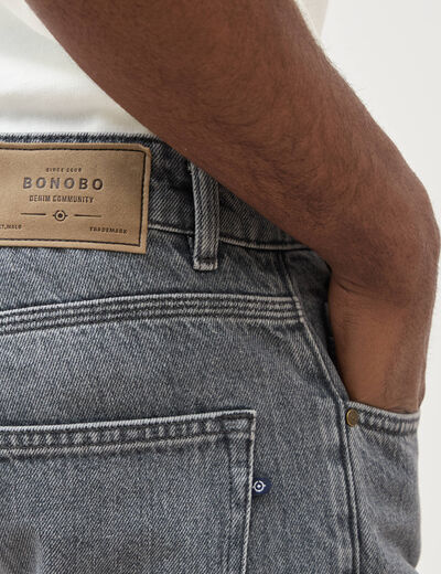 Jeans straight longueur 32 en coton bleu gris homme