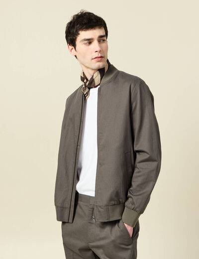 Blouson zipp&eacute; col teddy vert fonc&eacute; homme