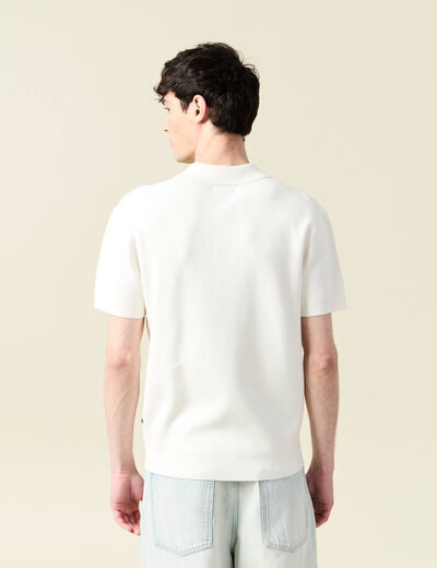 Polo cintré manches courtes ecru homme
