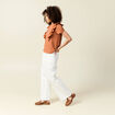T-shirt en coton manches courtes marron cognac femme