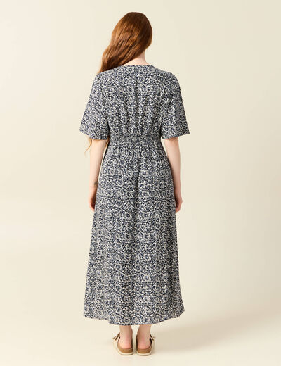 Robe longue trapèze bleu femme