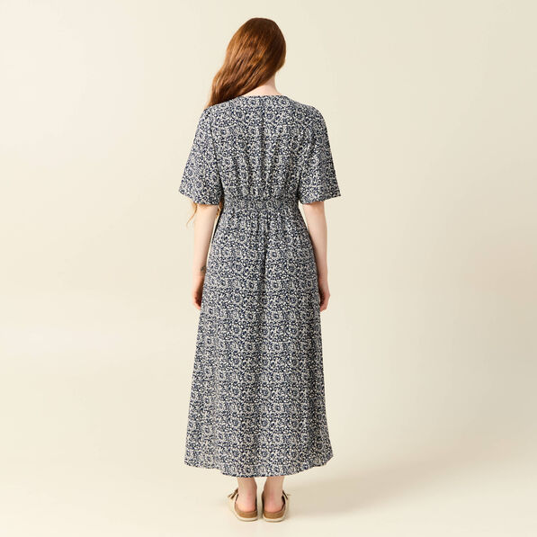 Robe longue trapèze bleu femme