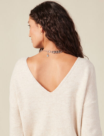 Pull manches longues creme femme