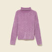 Pull col roul&eacute; manches longues mauve femme