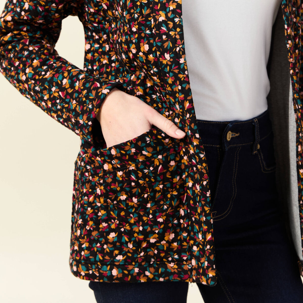 Gilet zippé bleu marine en maille milano pour femme | Le Minor