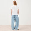 T-shirt droit col rond manches courtes blanc femme