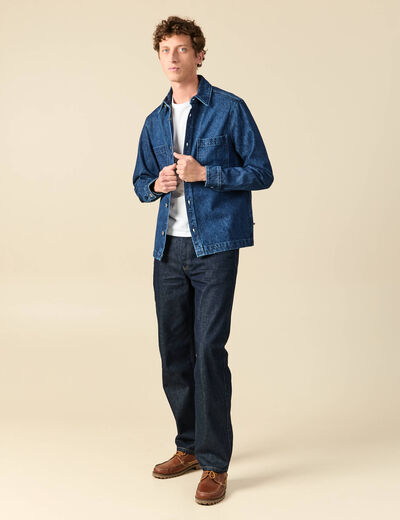 Surchemise en jeans coton coupe droite denim stone homme
