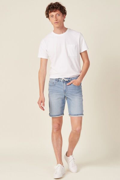 Bermuda éco-responsable denim bleach homme