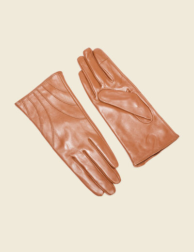 Gants en cuir marron foncé femme