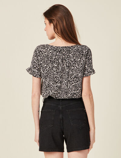 Chemise manches courtes noir femme
