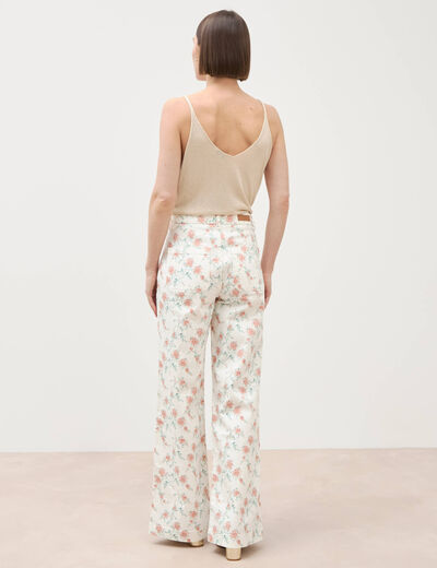 Pantalon boot cut flare taille haute blanc femme