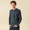 T-shirt cintr&eacute; en coton manches longues bleu gris homme
