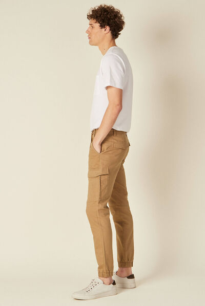 Pantalon cargo taille à cordon vert kaki homme
