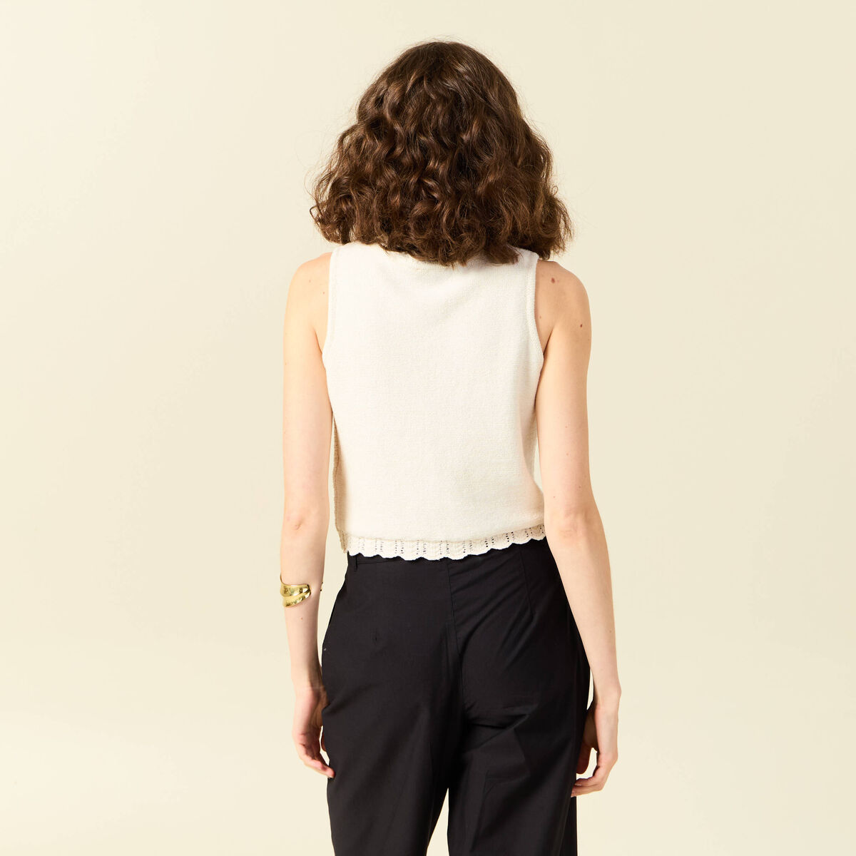 Gilet sans manches creme femme