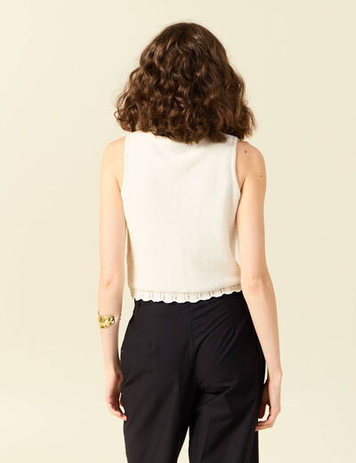 Gilet sans manches creme femme