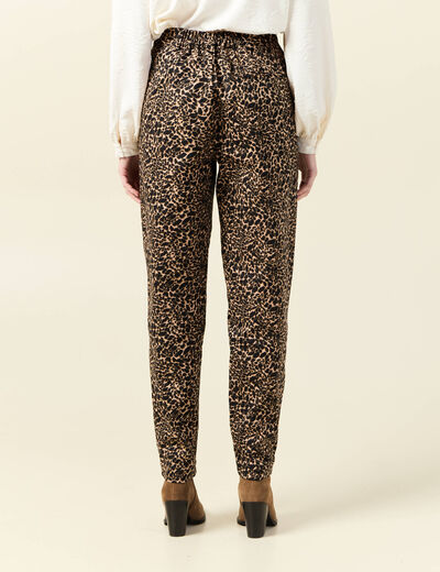 Pantalon slouchy taille haute beige femme
