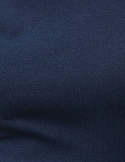 T-shirt ajust&eacute; col rond manches courtes bleu marine femme