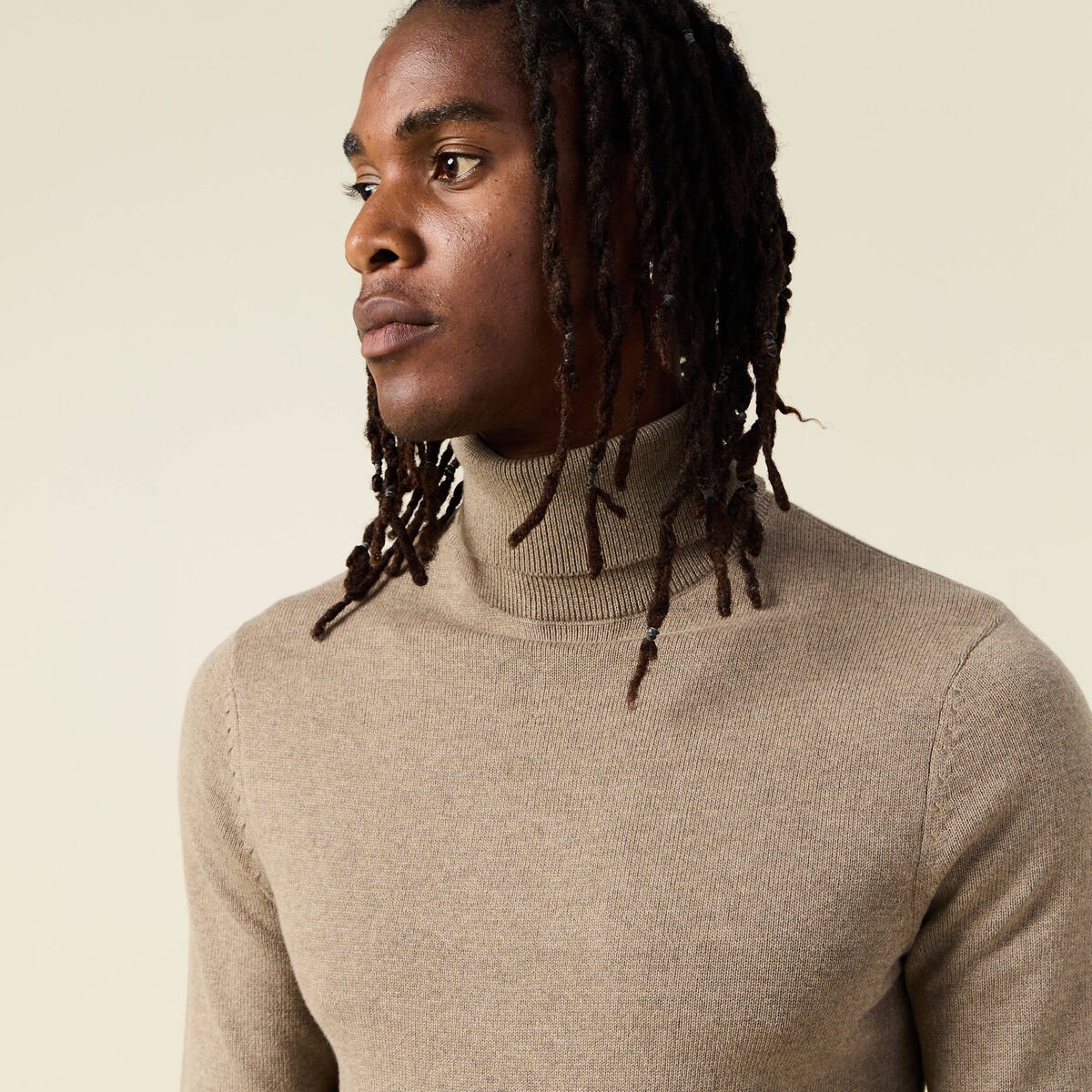 Pull manches longues taupe homme