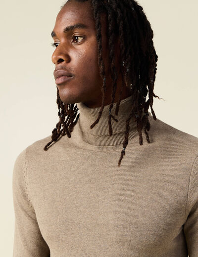 Pull manches longues taupe homme