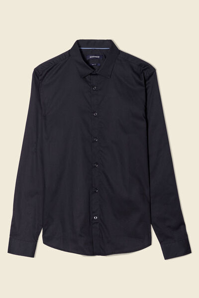 Chemise manches longues noir homme