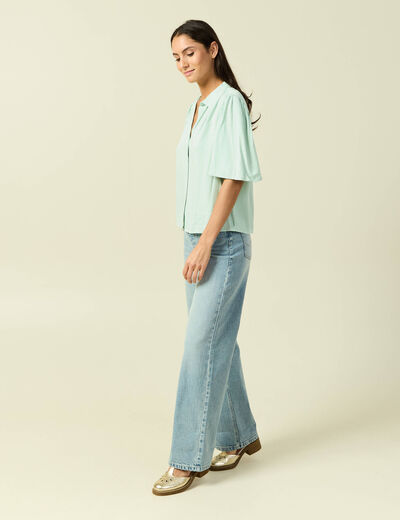 Chemise manches courtes vert pastel femme