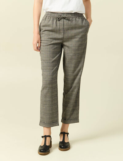 Pantalon taille haute fluide noir femme