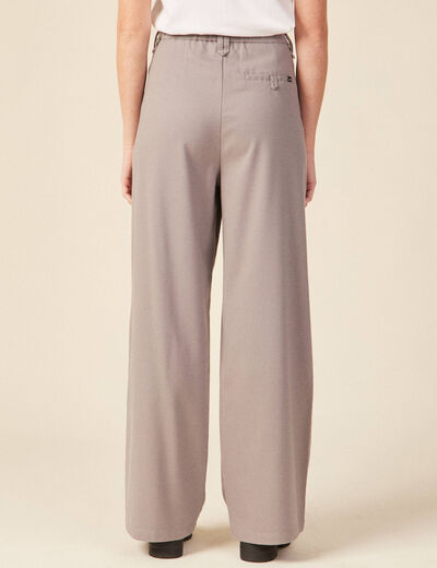 Pantalon large avec pinces gris femme