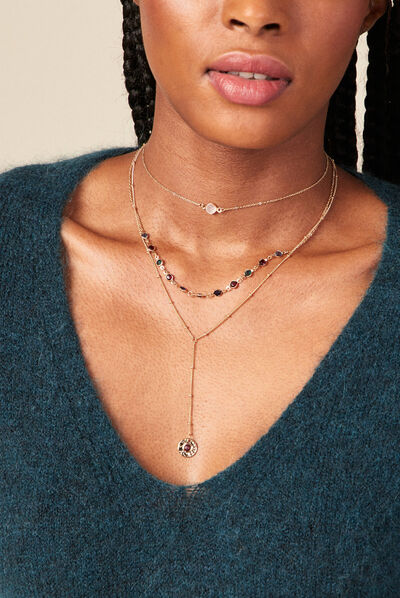 Collier multirangs couleur or femme