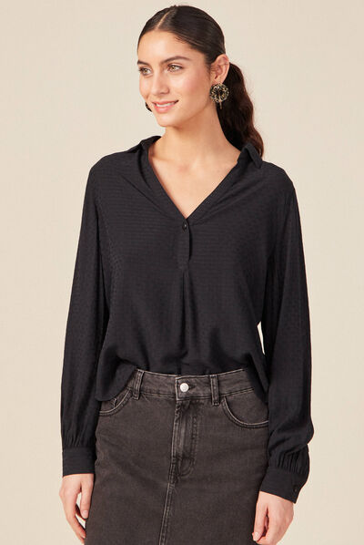 Blouse manches longues noir femme