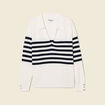 Pull col polo éco-responsable bleu marine femme