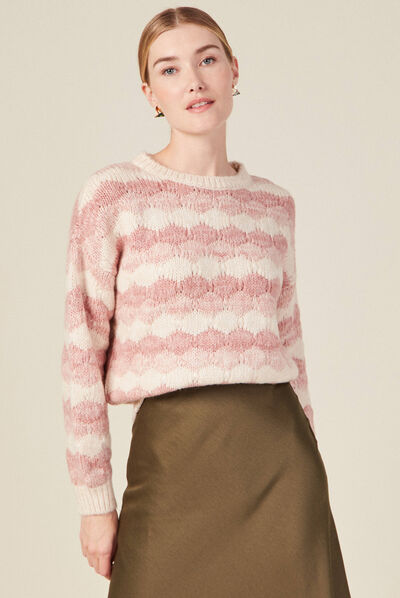 Pull manches longues rouge clair femme