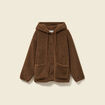 Gilet droit mi-long effet polaire marron fonc&eacute; femme