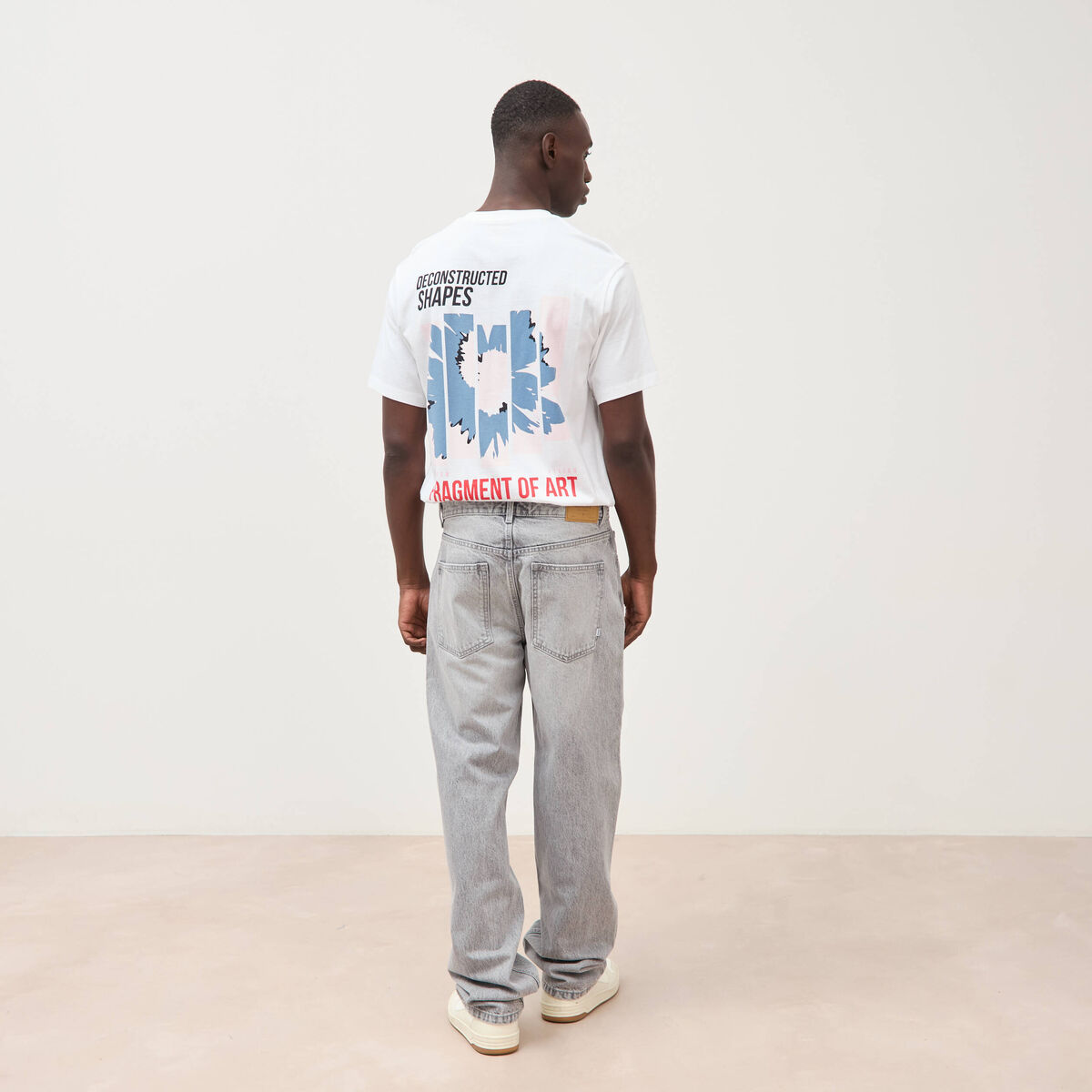Jeans large longueur 34 en coton denim snow gris homme