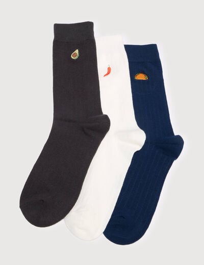 Lot de 3 paires chaussettes hautes vert kaki homme
