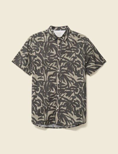 Chemise manches courtes vert kaki homme