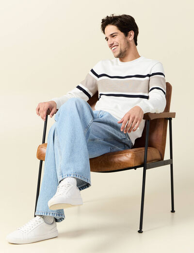 Pull manches longues ecru homme