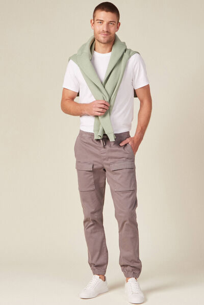 Pantalon battle élastiqué gris homme