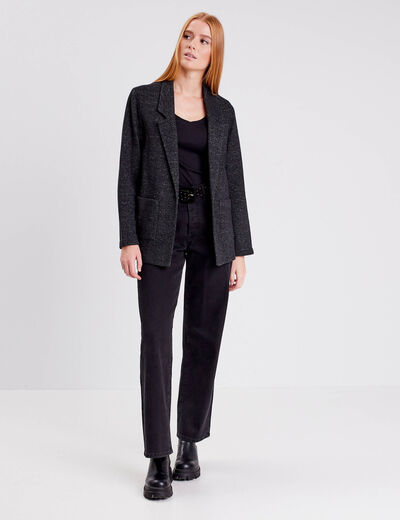 Veste droite manches longues noir femme