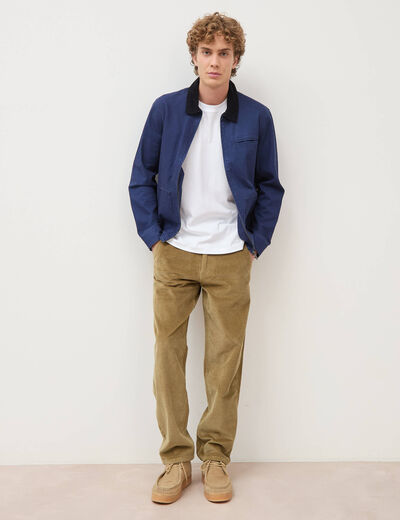 Pantalon droit en velours longueur 32 vert kaki homme