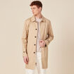 Blouson droit long en coton doubl&eacute; beige homme