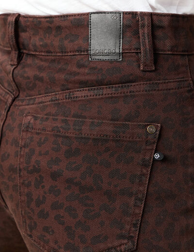 Pantalon large taille haute en jeans marron cognac femme