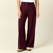 Pantalon large taille haute prune femme