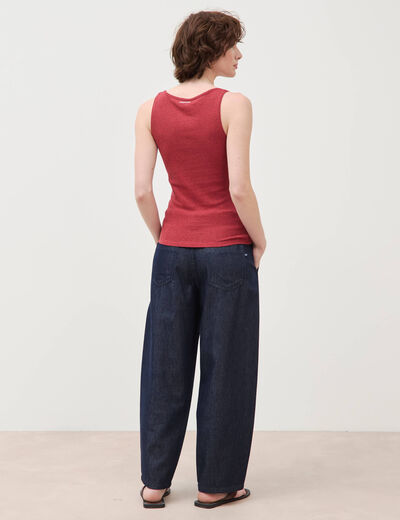 D&eacute;bardeur cintr&eacute; d&eacute;collet&eacute; sans manches bordeaux femme