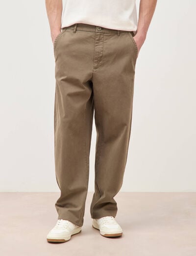 Pantalon coupe large taupe homme