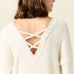 Robe pull droite col bateau creme femme
