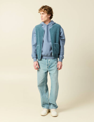 Sweat sans manches effet polaire bleu gris homme