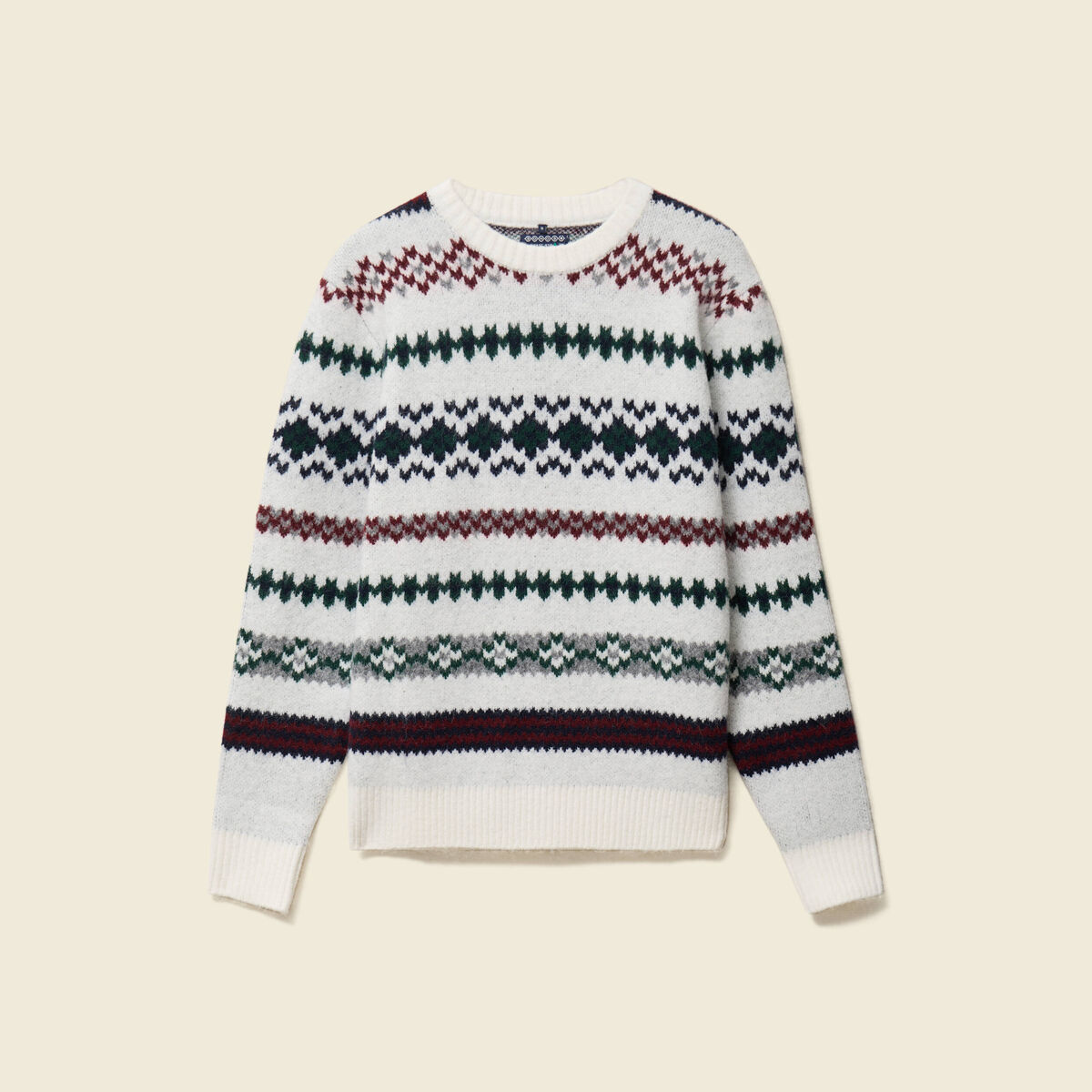 Pull manches longues col rond ecru homme