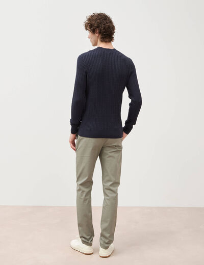 Pull col rond bleu marine homme