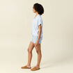 Chemise manches 3/4 bleu femme