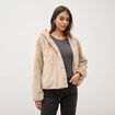 Blouson ample court col montant beige femme